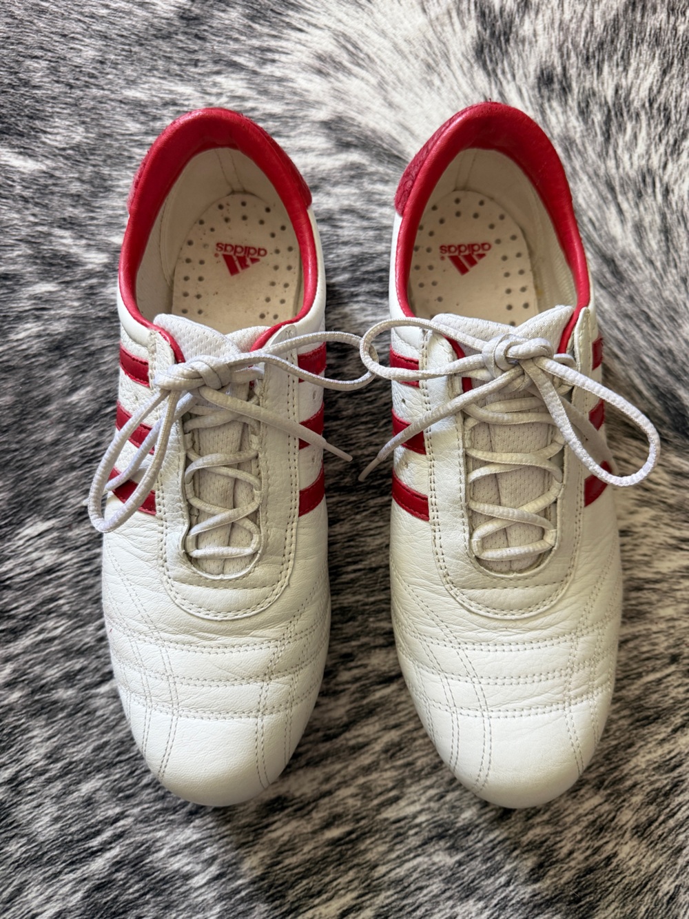 Adidas White Leather Sneakers with Red Accents